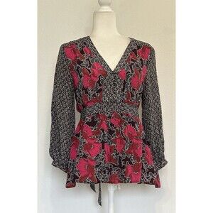 Anthropologie EDME & ESYLLTE Hirtella Size 2 Floral Silk Blouse Boho Feminine